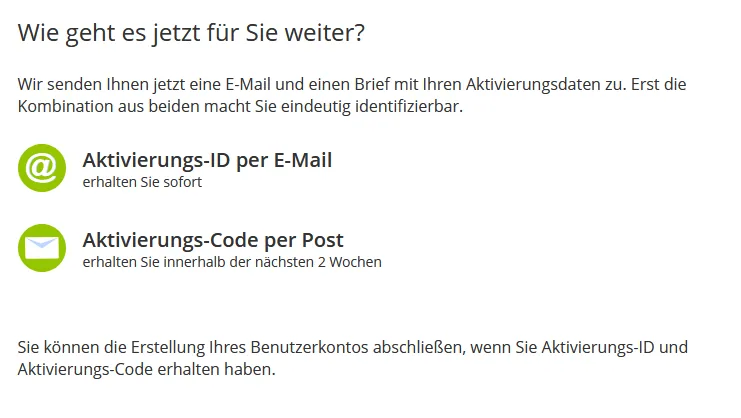 Mein ELSTER: Aktivierungs-ID per E-Mail und Aktivierungscode per Post