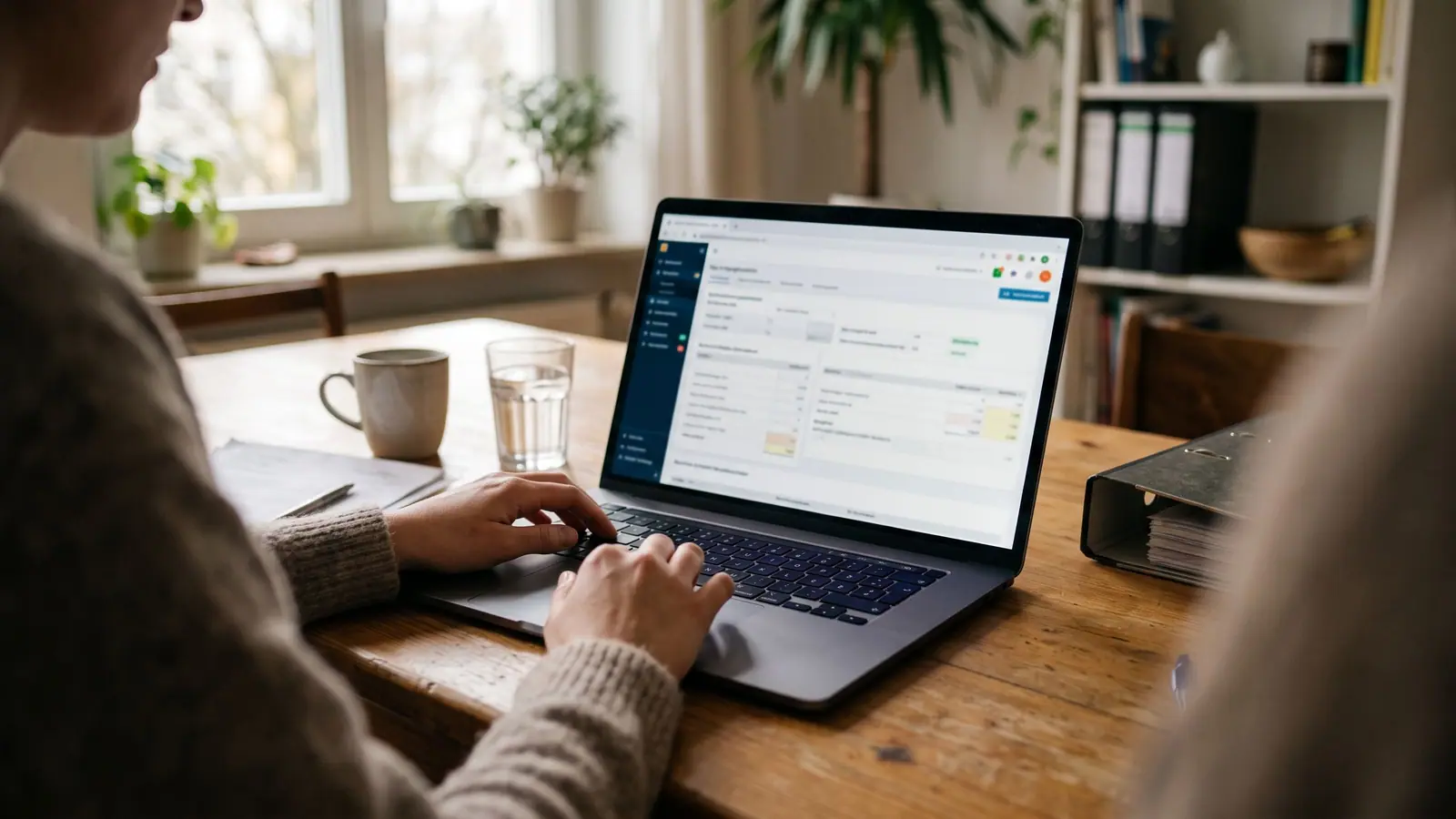 Laptop mit einer tabellarischen Datenübersicht auf dem Bildschirm