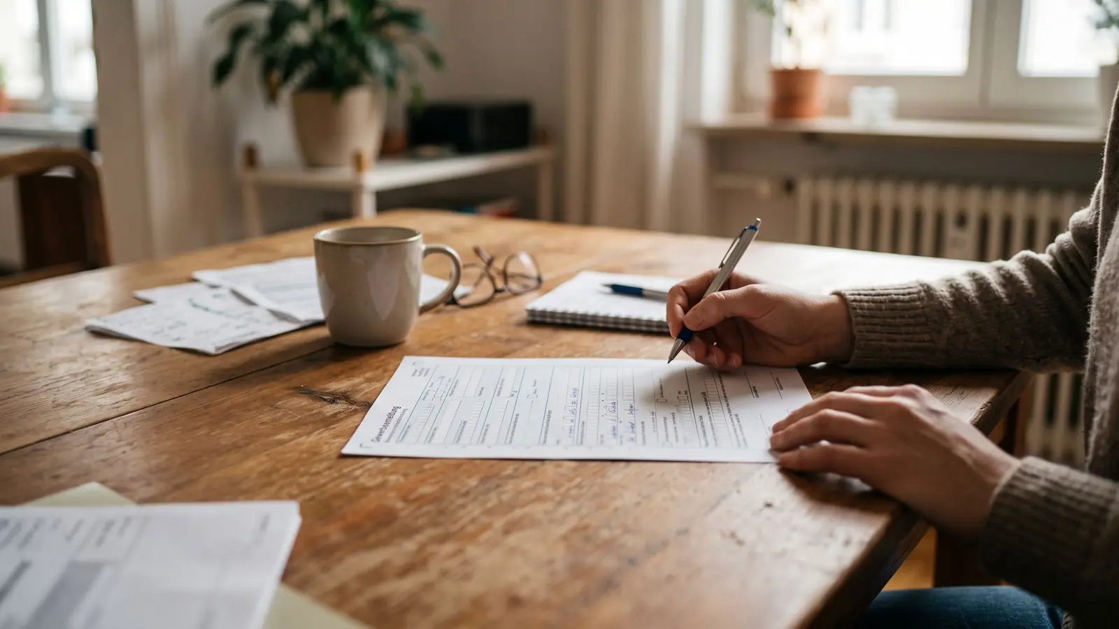 Formular zur Gewerbeanmeldung mit Feldern für Betriebsdaten und Unterschrift