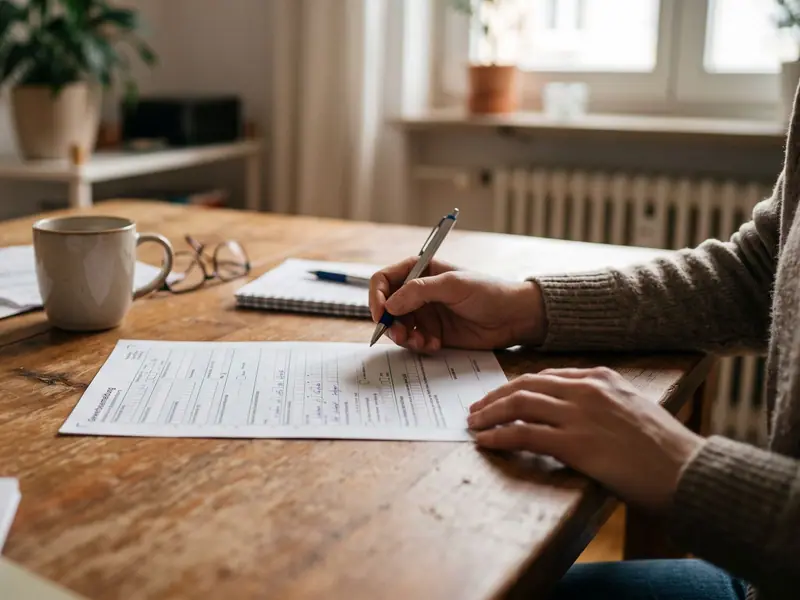 Formular zur Gewerbeanmeldung mit Feldern für Betriebsdaten und Unterschrift